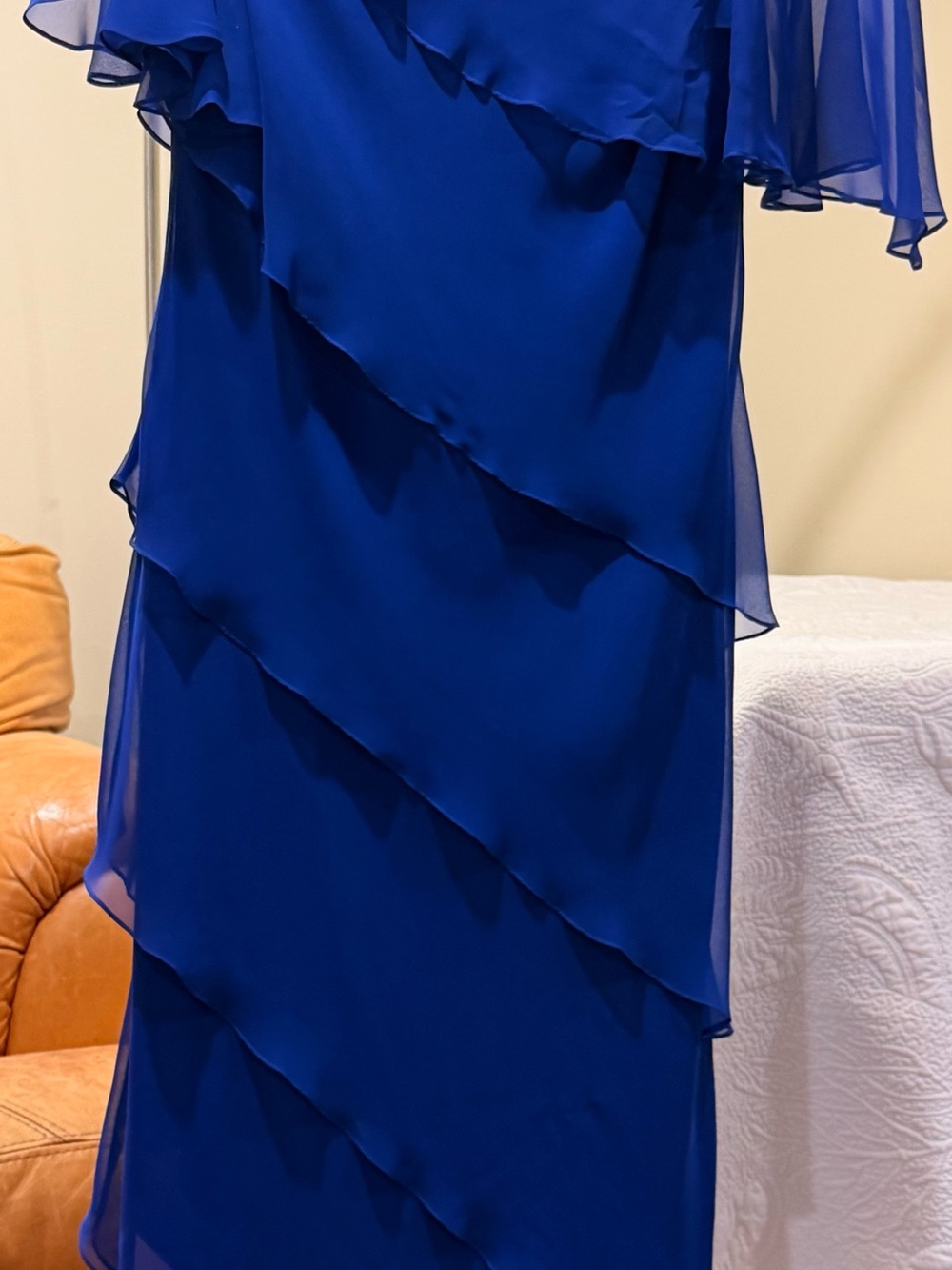 Layered Chiffon Maxi Dress in Royal Blue